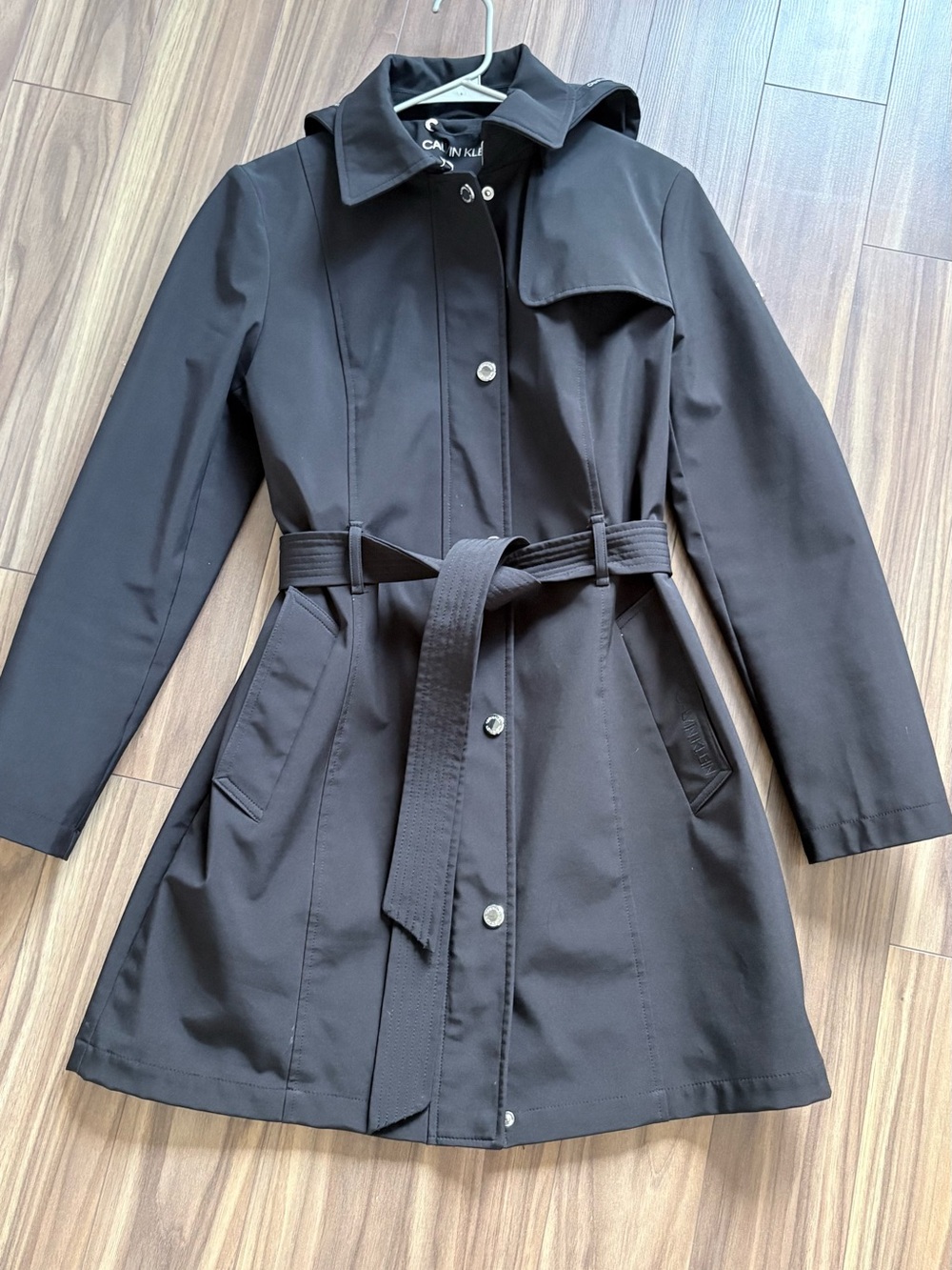 Calvin Klein Black Belted Trench Coat